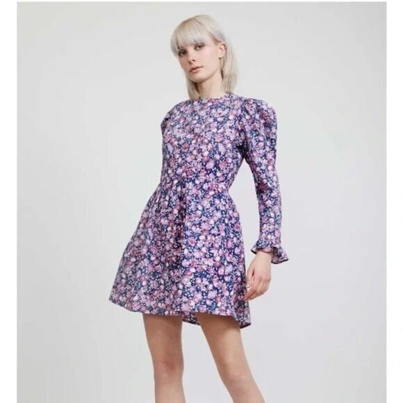 BATSHEVA x Laura Ashley Square Neck Mini Prairie Dress in Inglesham Size 8 - Picture 1 of 16